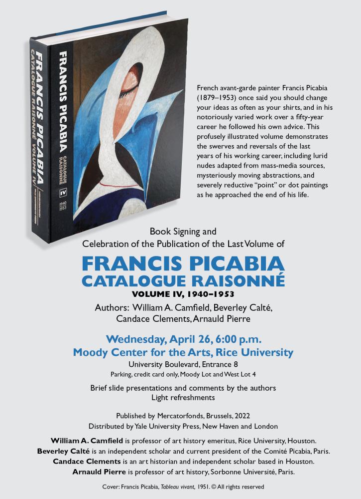 Book Signing: William A. Camfield’s “Francis Picabia: Catalogue Raisonné Volume IV”